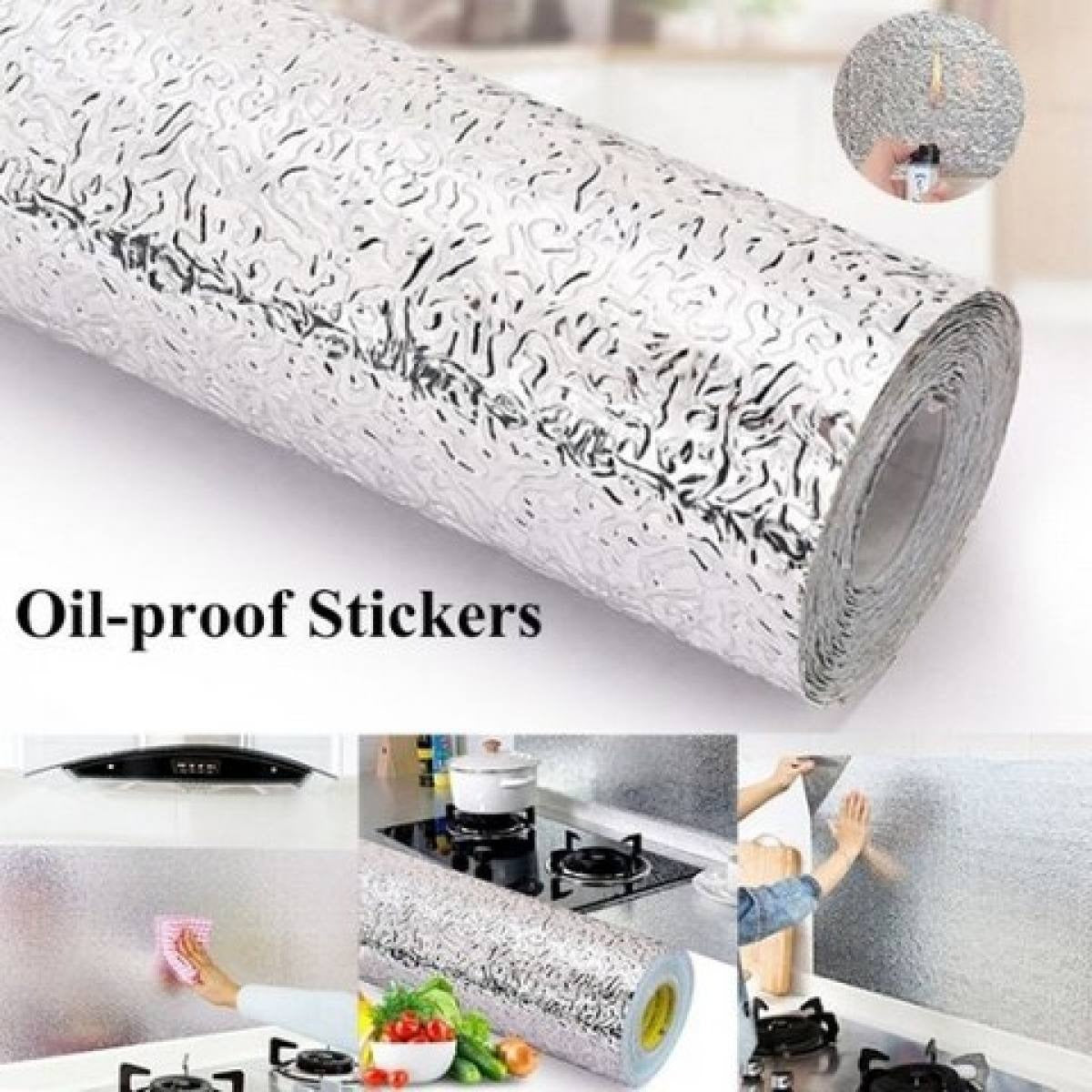 Silver Foil Kitchen Sticker | Waterproof, Oil-Proof & Heat-Resistant Aluminum Foil Wallpaper (1.97 × 6.56 ft)
